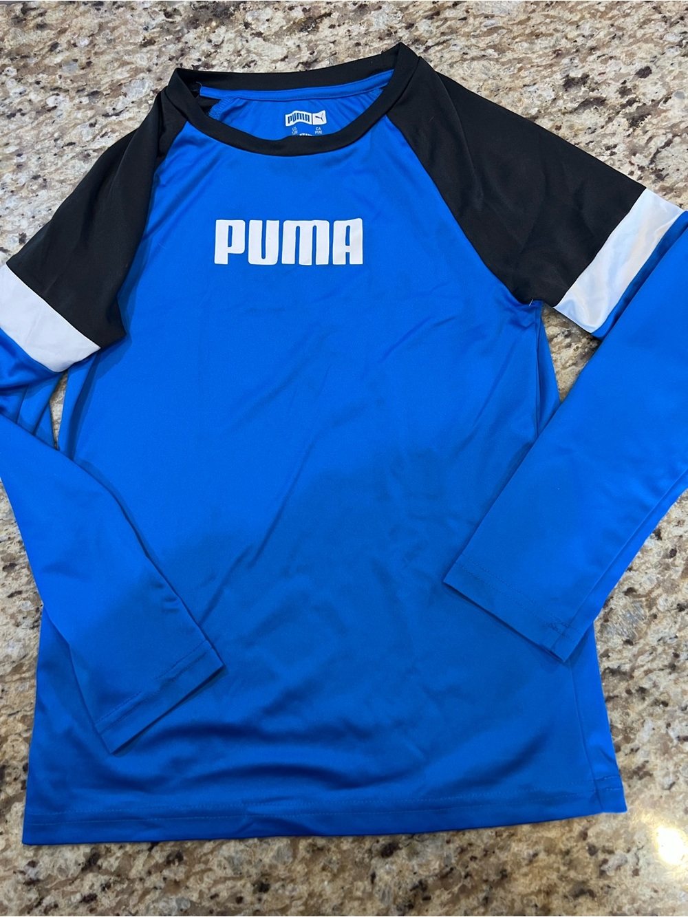 Puma Blue Black White Long Sleeve Kids Shirt